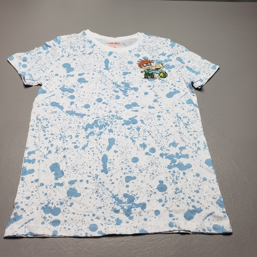 nickelodeon kids size XXL 18-20 rugrats blue and white splatter tshirt